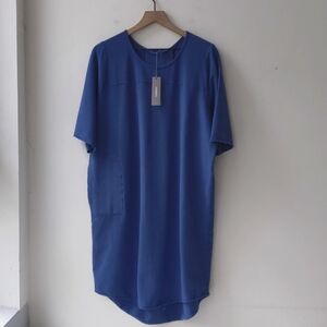Humanoid Short Sleeve Cotton Linen Dress Blue L/XL NWT